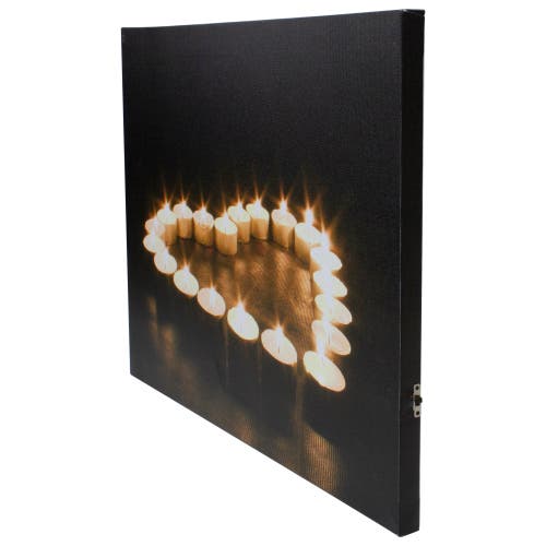 Northlight Led Lighted Flickering Heart-shaped Candles Canvas Wall Art 15.75" In Black