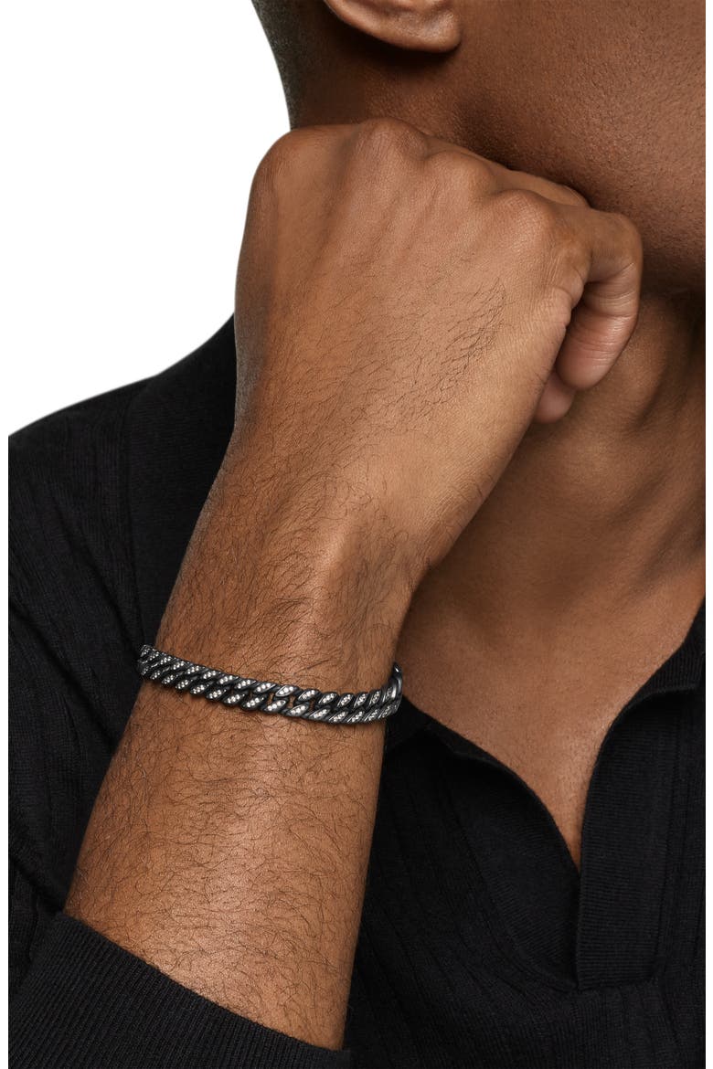 8mm Curb Chain Bracelet in Black Titanium with Diamonds, Alternate, color, BLACK TITANIUM