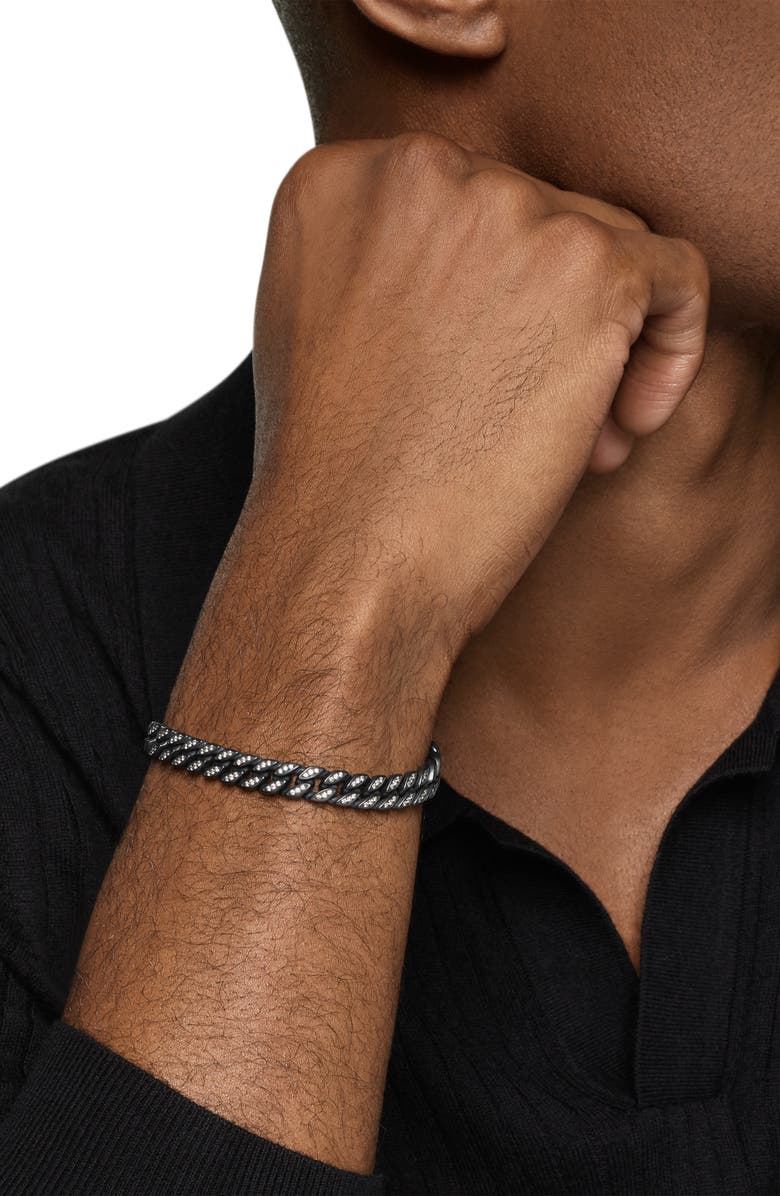 David Yurman Curb Chain Bracelet in Black Titanium with Diamonds, Alternate, color, Black Titanium