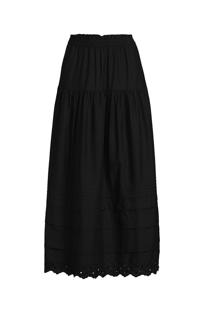 Lands' End Voile Tiered Eyelet Maxi Skirt, Alternate, color, Black