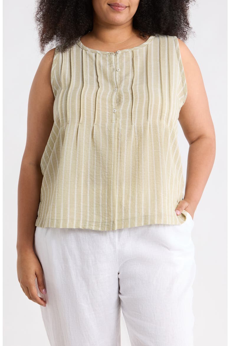 Stripe Pintucked Sleeveless Top, Main, color, SAGE/ WHITE STRIPE