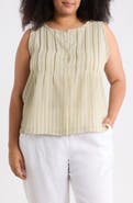 MAX STUDIO Stripe Pintucked Sleeveless Top