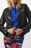 Joseph Ribkoff Foiled Faux Suede Moto Jacket