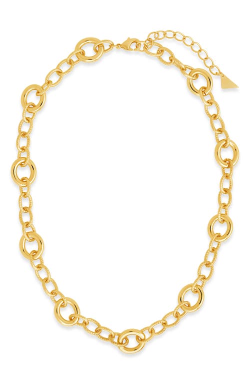 Sterling Forever Carter Round Link Statement Necklace In Gold