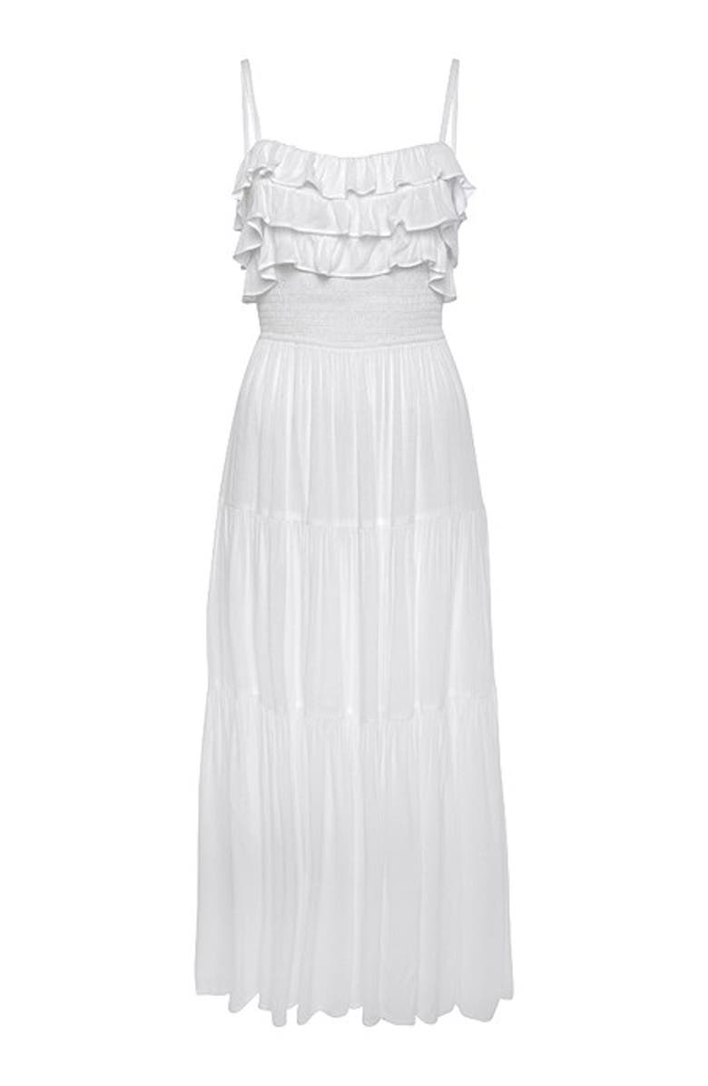LASCANA Women's Ruffle Tie Back Maxi Dress, Alternate, color, White