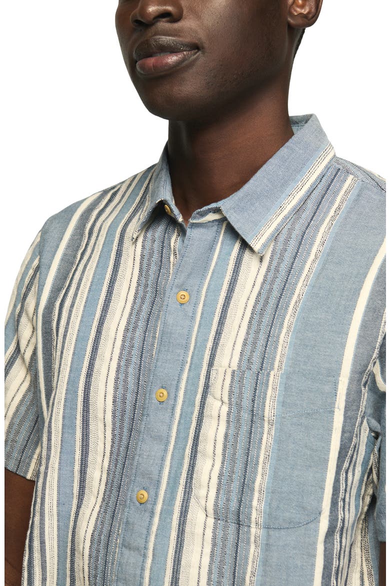 San Gabriel Stripe Short Sleeve Cotton Dobby Button-Up Shirt, Alternate, color, BLUE STRIPE
