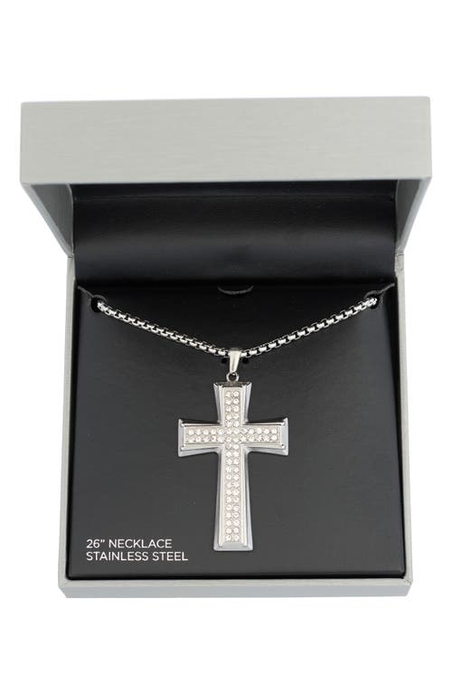 American Exchange Stainless Steel Pavé Crystal Cross Pendant Necklace In Silver
