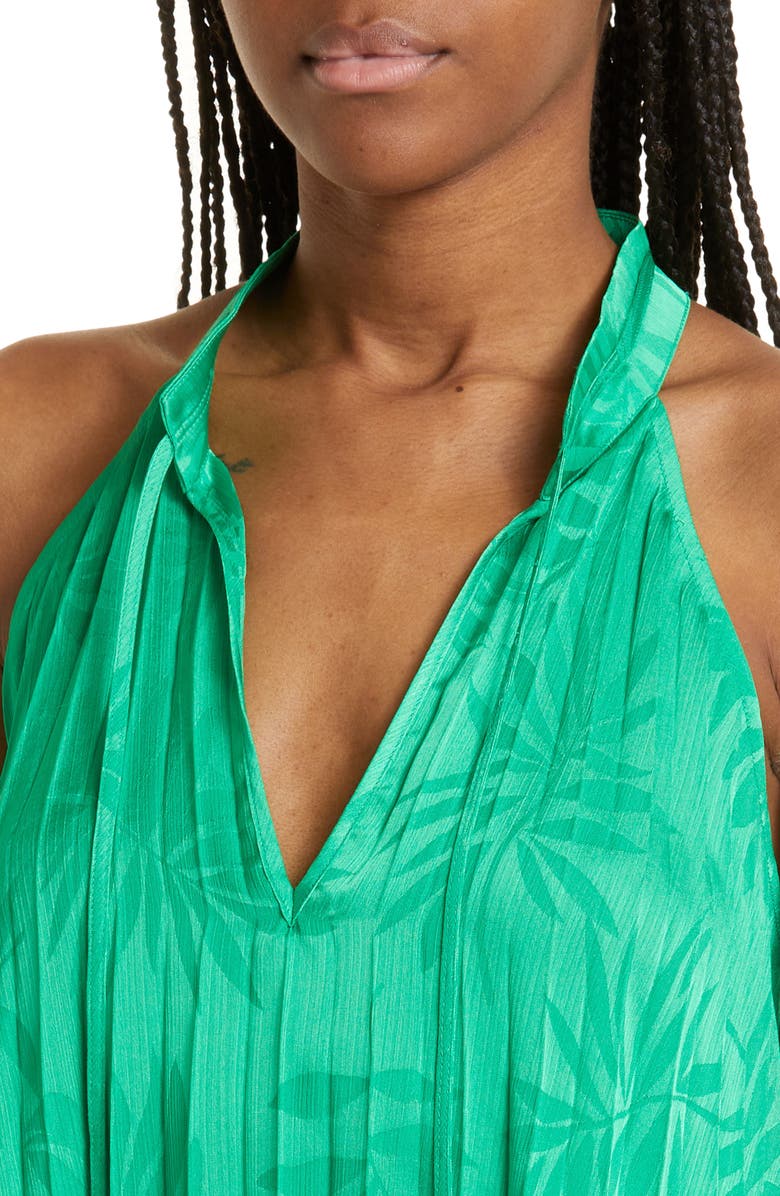 Ramy Brook Alex Pleated Sleeveless Blouse, Alternate, color, Garden Green Island