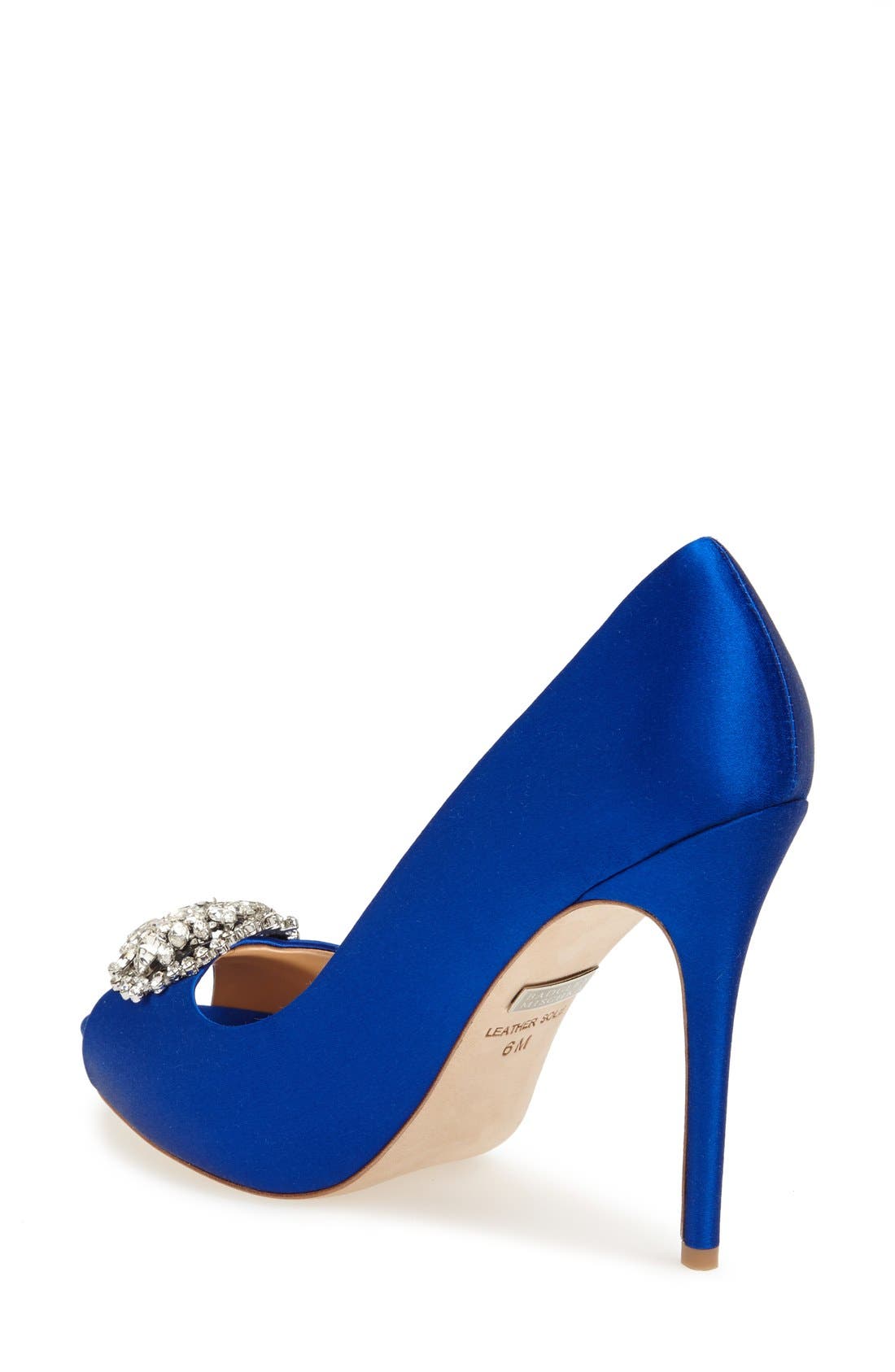 Badgley Mischka 'Jeannie' Crystal Trim Open Toe Pump, Alternate, color, SAPPHIRE