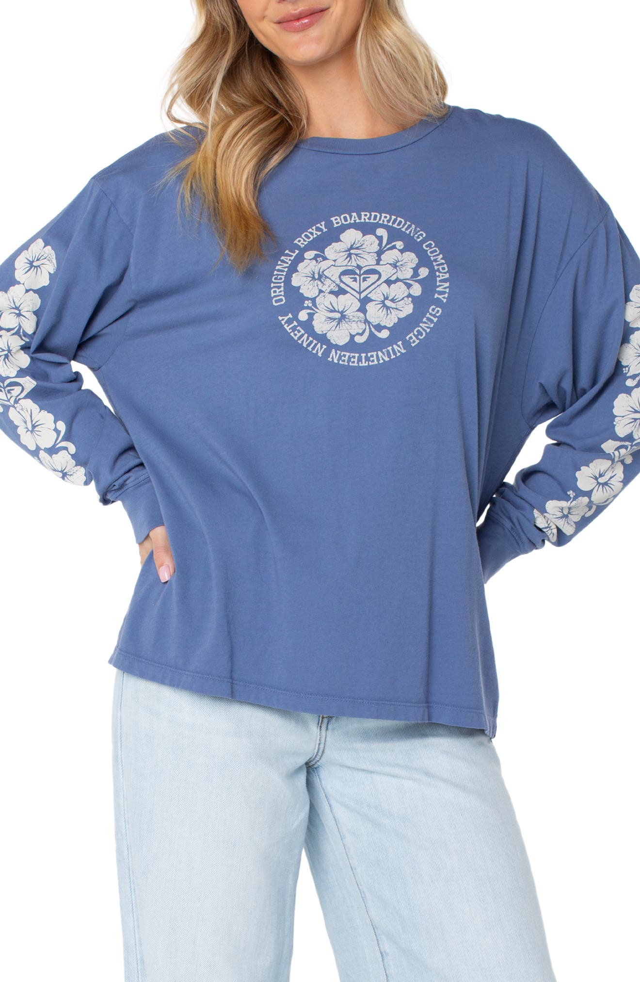 Roxy Vintage Hibiscus Oversized Long Sleeve Graphic T-Shirt (Women ...
