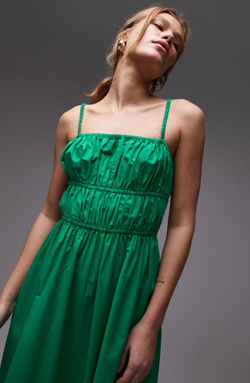 Topshop Shirred Cutout Cotton Poplin Midi Sundress