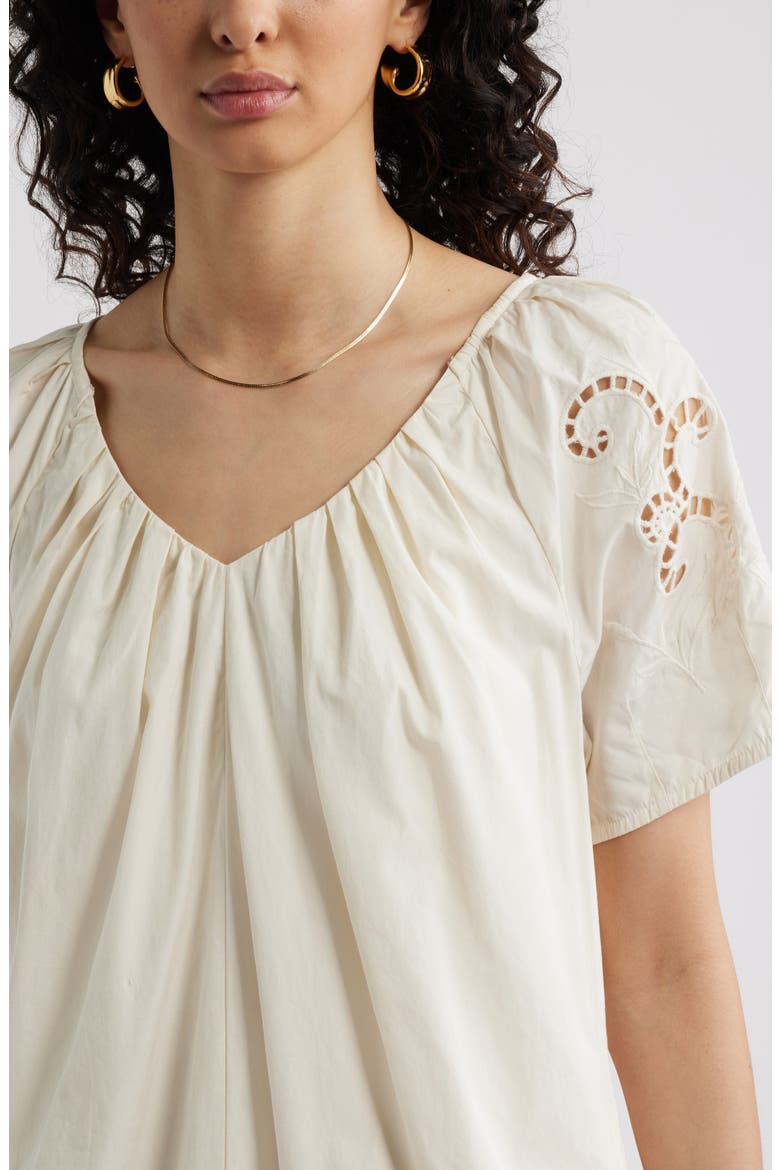 Schiffly Cutwork Embroidery Minidress, Alternate, color, IVORY TOFU