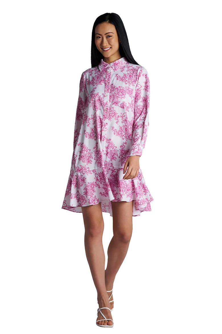 Castaneda Short Flared Shirt Dress With Long Sleeves, Upf 50+ Sun Protection, Main, color, Fuchsia Pink