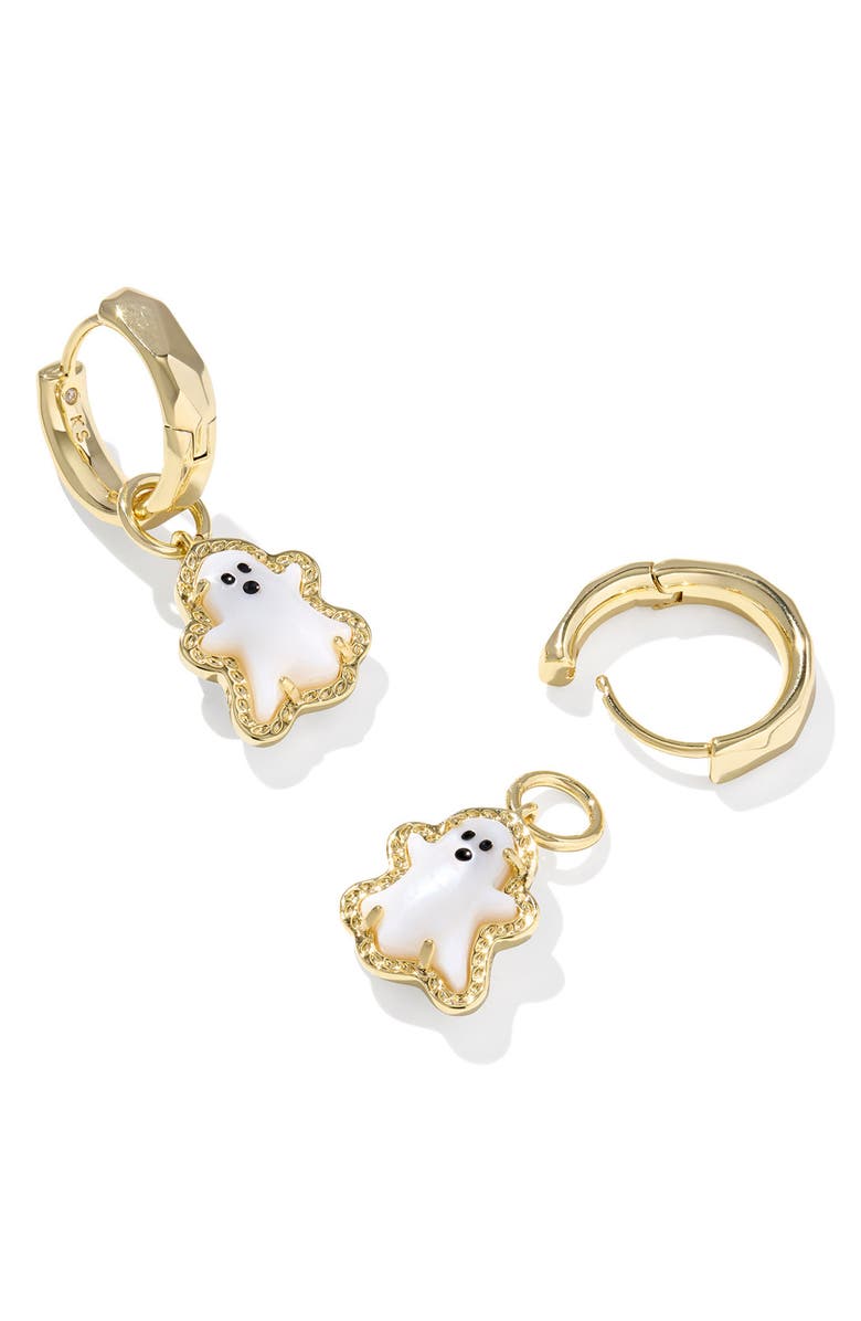 Kendra Scott Ghost Huggie Hoop Earrings, Alternate, color, Gold White Mother Of Pearl