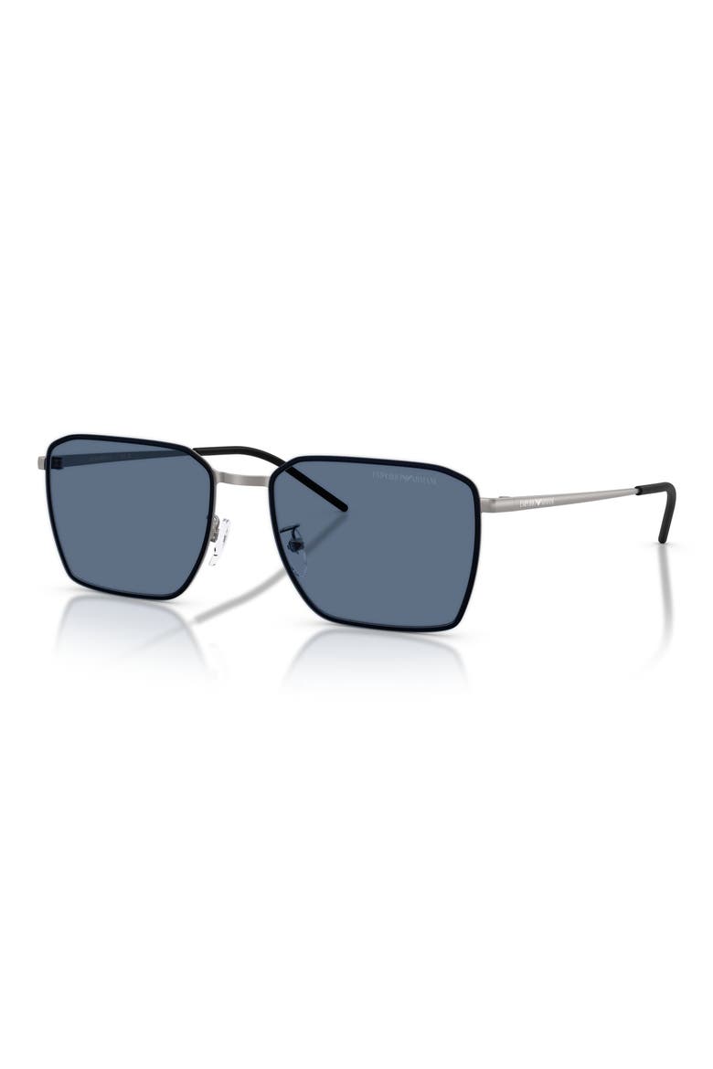 60mm Square Sunglasses, Alternate, color, MATTE GUNMETAL / DARK BLUE
