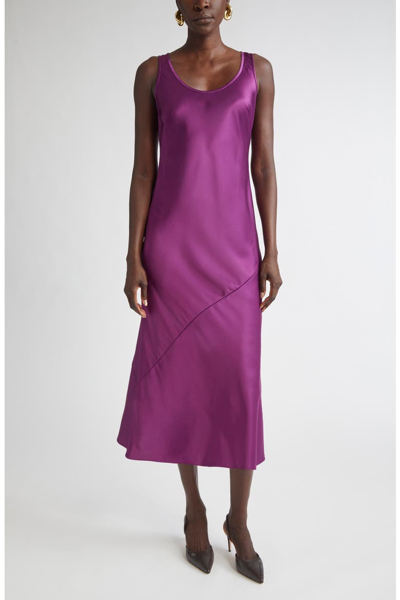 Sleeveless Satin Midi Dress, Main, color, BOYSENBERRY