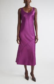ST. JOHN Sleeveless Satin Midi Dress