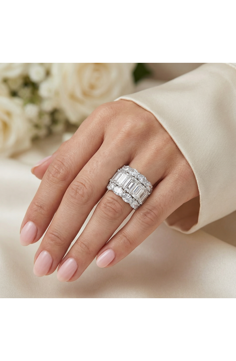 Bliss Diamond 12.30Ct Diamond Wide Fashion Ring Emerald & Oval Cut Gold Lab Grown Band, Alternate, color, 10K Yellow Gold