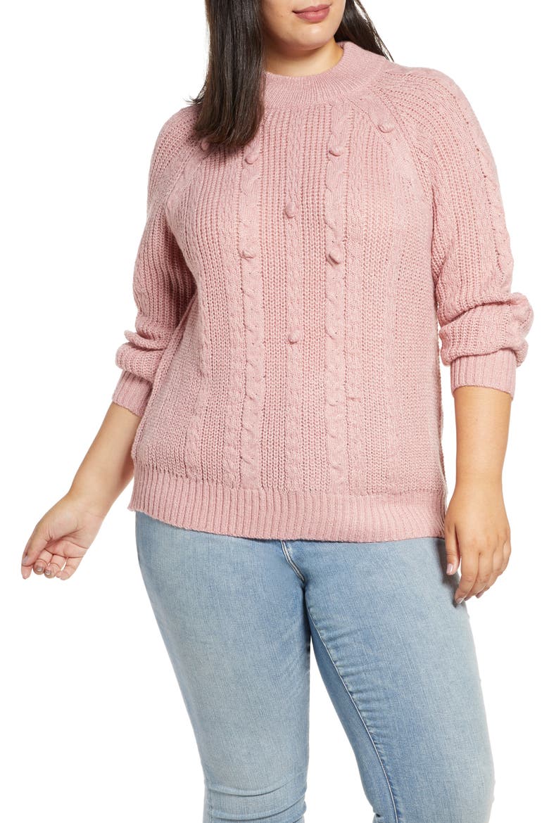 Textured Pom Sweater, Main, color, PINK