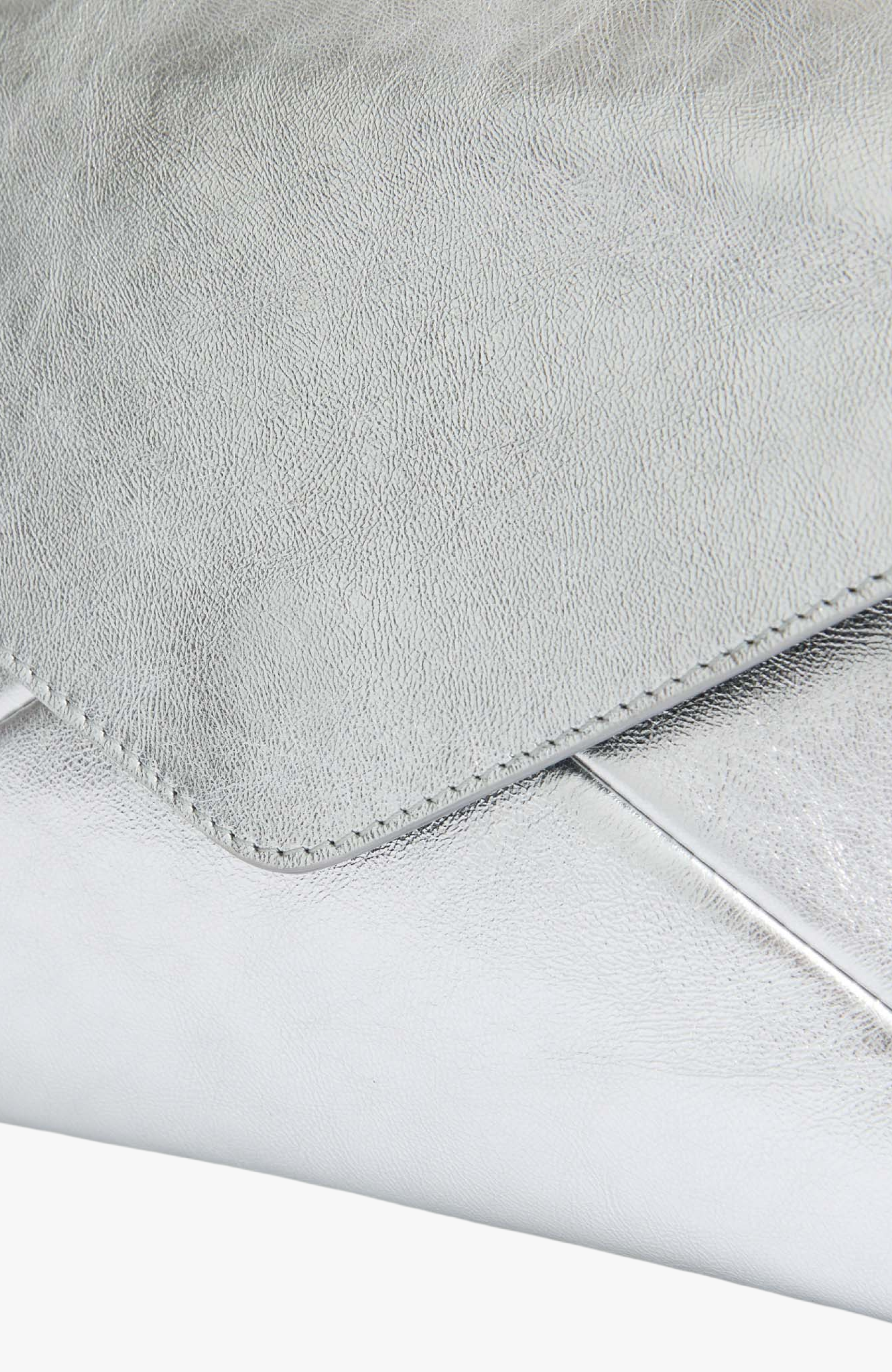 Valentina Envelope Leather Clutch, Alternate, color, Silver
