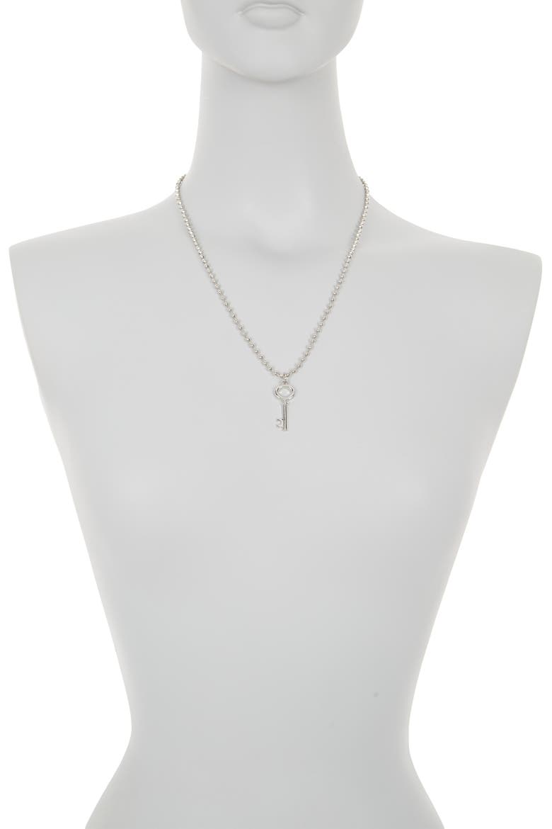 Key Pendant & Ball Chain Necklace, Alternate, color, SILVER
