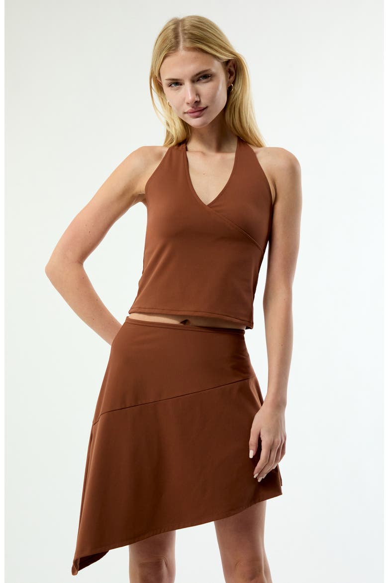 Laila Asymmetric Skirt, Alternate, color, BROWN