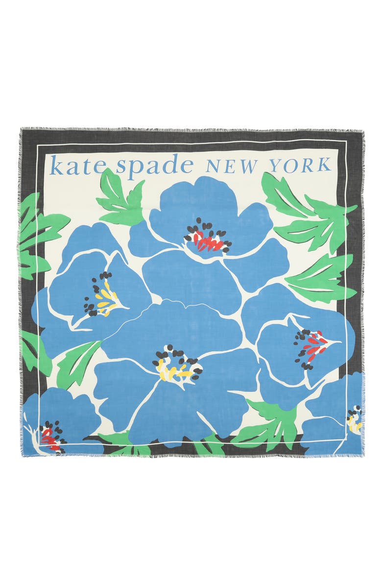 Kate Spade New York springtime bloom square scarf, Alternate, color, 