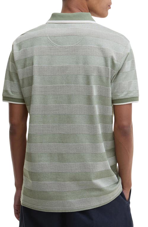 Barbour Branton Textured Stripe Cotton Piqué Polo In Green