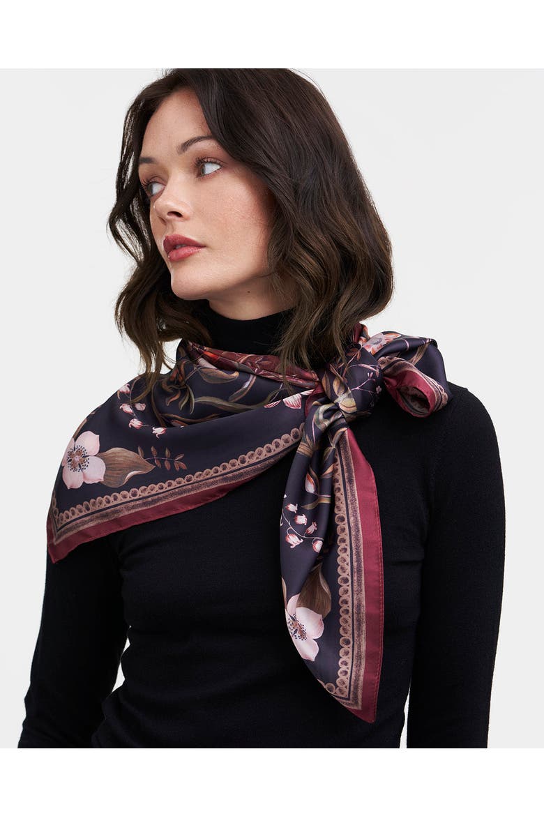 Aurora Tales Peach Square Scarf, Alternate, color, Chocolate & Peach