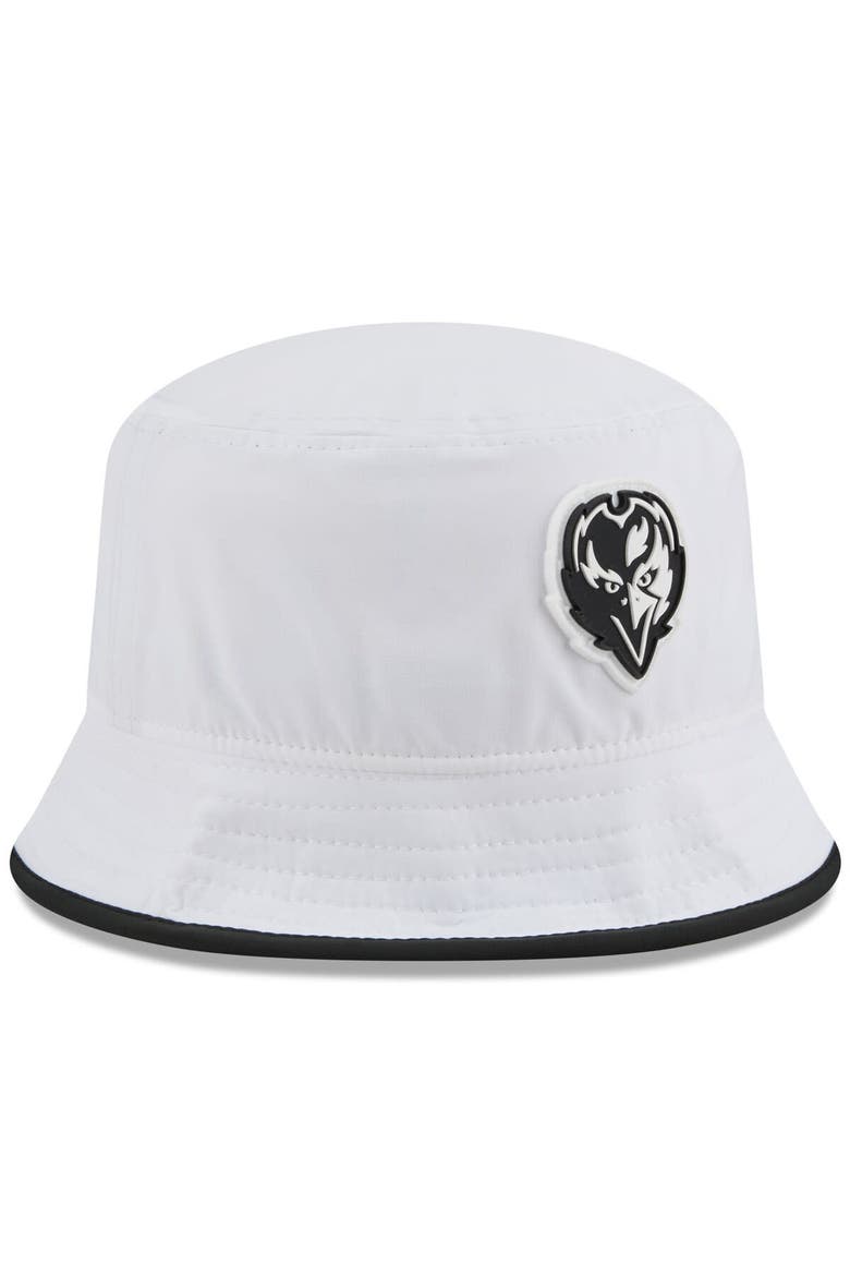 Men's New Era  White Baltimore Ravens 2025 NFL Training Camp Stretch Bucket Hat, Alternate, color, White