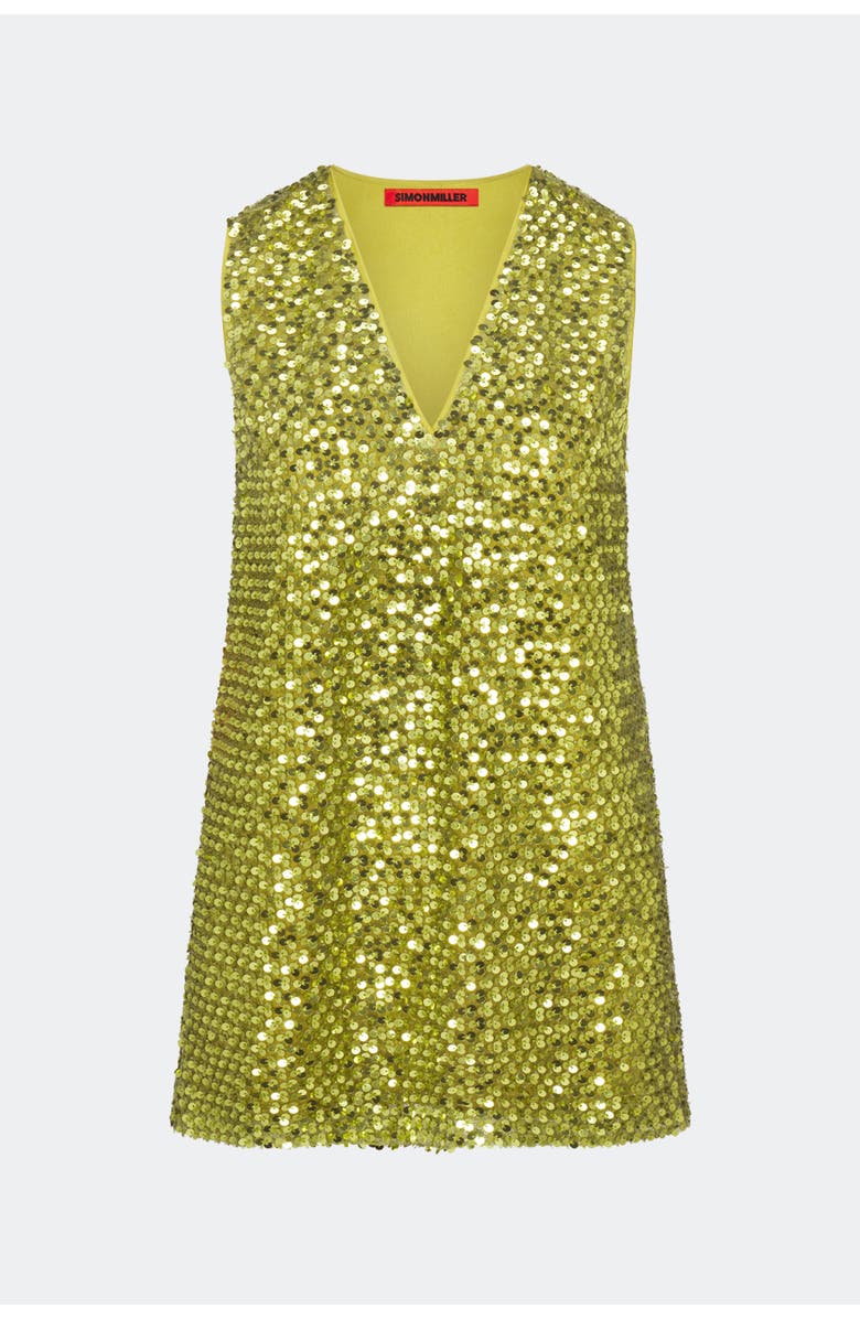SIMONMILLER Fountain Sequin Dress, Main, color, Metallic Pear
