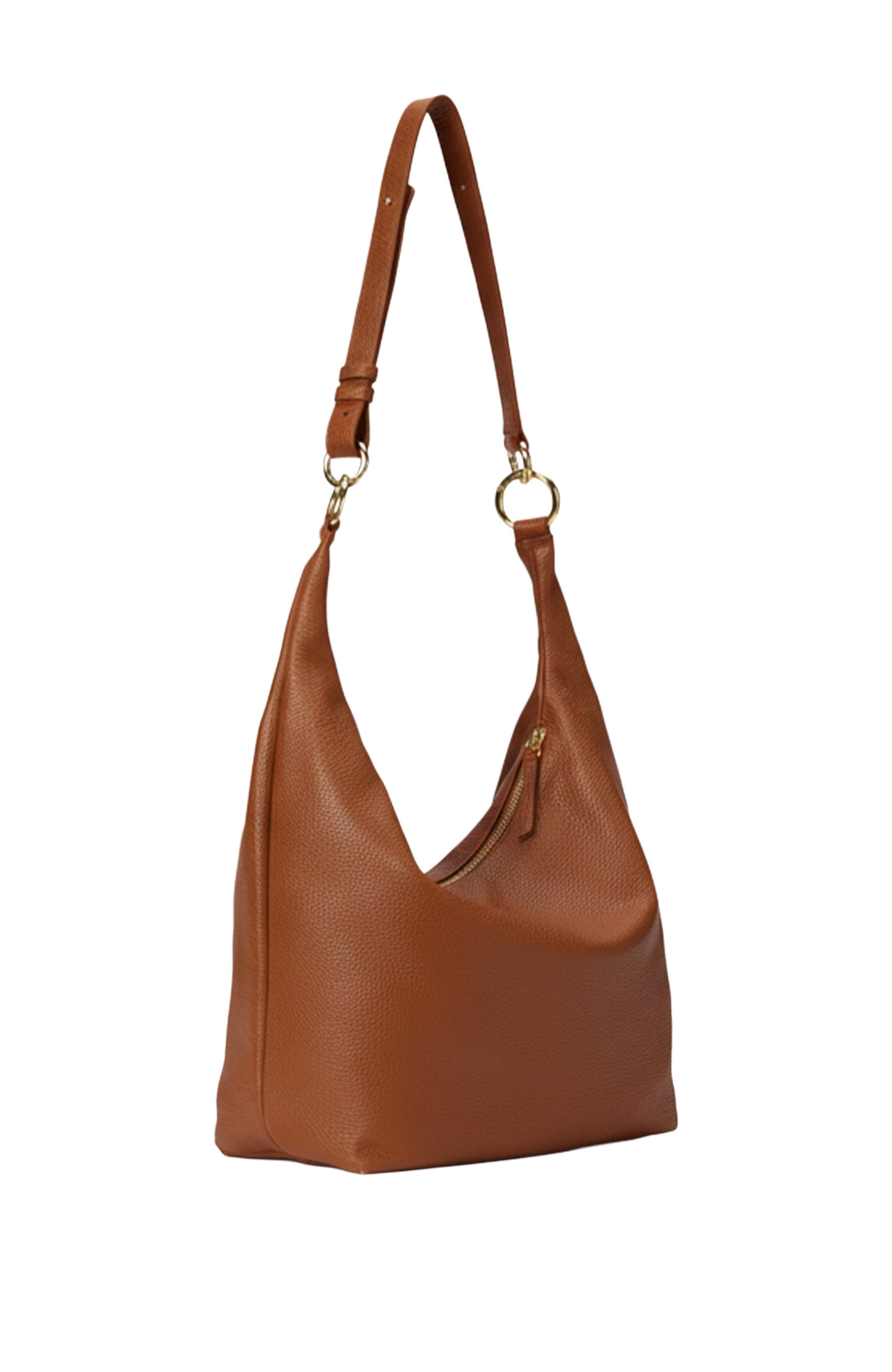Leather Convertible Hobo Ring Bag, Alternate, color, Cognac
