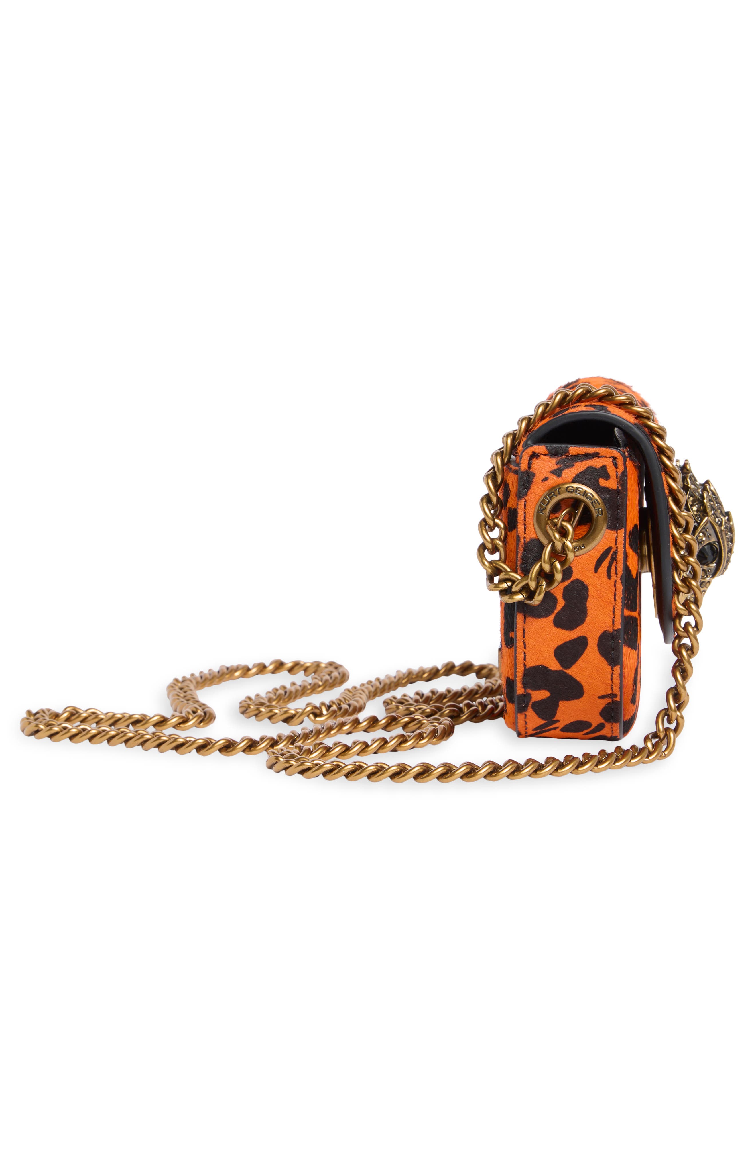 Kurt Geiger London Micro Chelsea Genuine Calf Hair Saddle Crossbody Bag, Alternate, color, Orange