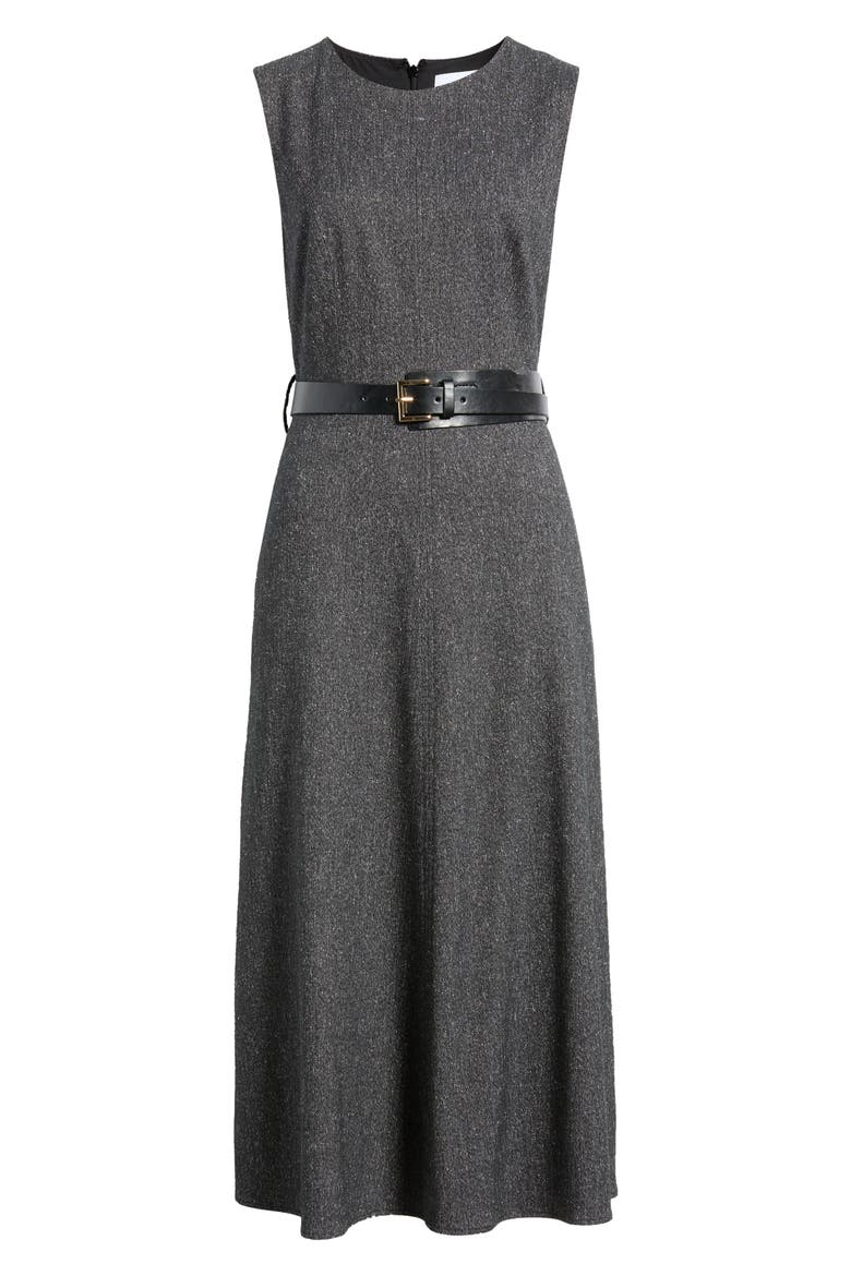 Belted Sleeveless Midi Dress, Main, color, SALT PEPPER