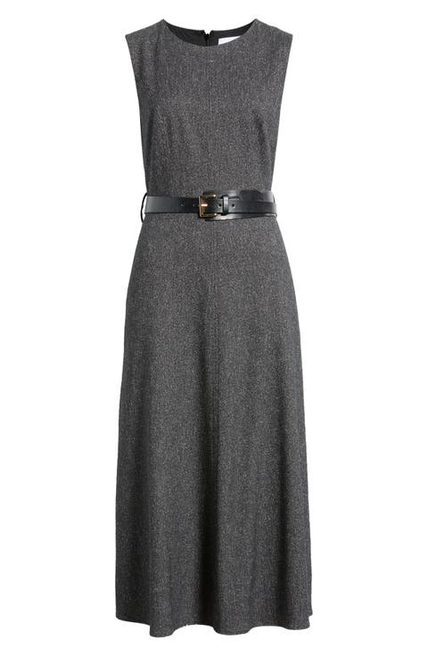 Belted Sleeveless Midi Dress