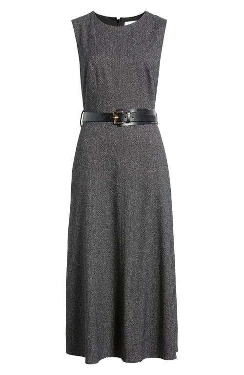 Sam Edelman Belted Sleeveless Midi Dress In Salt Pepper