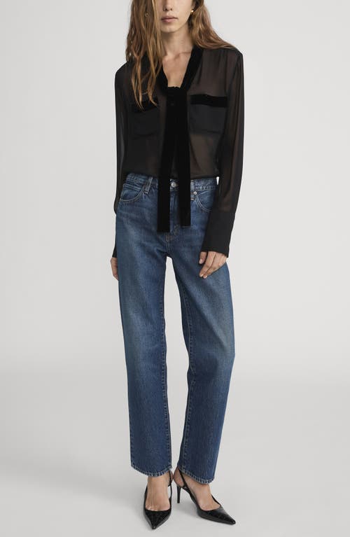 Frame The Hang High Waist Ankle Straight Leg Jeans In Blue