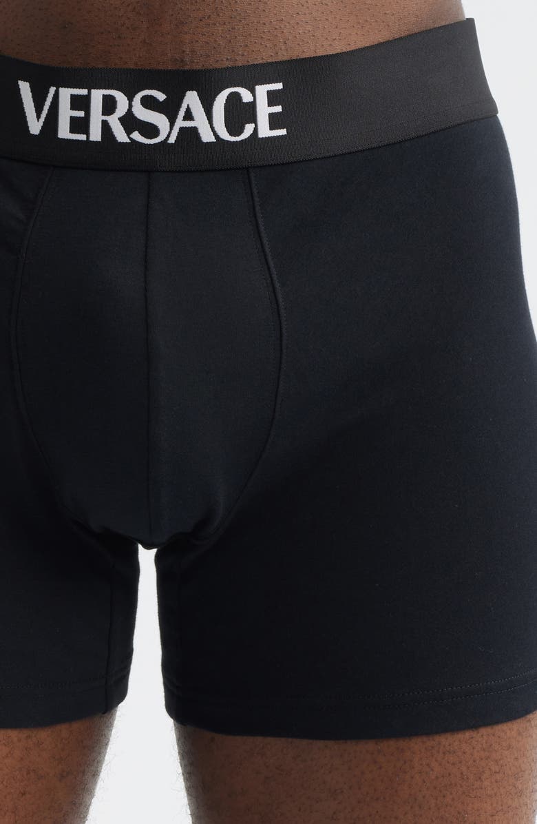 Versace Assorted 2-Pack Essential Logo Stretch Cotton Trunks, Alternate, color, White Black