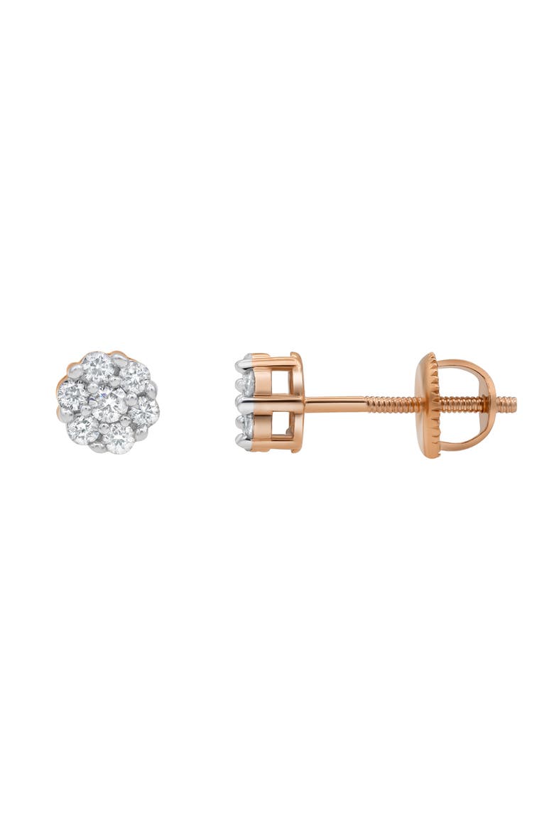 Aura 14K Gold Flower Cluster Diamond Unisex Earrings - 0.16 Ct, Alternate, color, 14K Rose Gold
