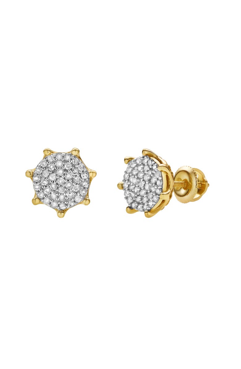 LuvMyJewelry Orchis M 10K Yellow Gold Cluster Diamond Unisex Earrings - 0.33 Cts, Alternate, color, 10K Yellow Gold