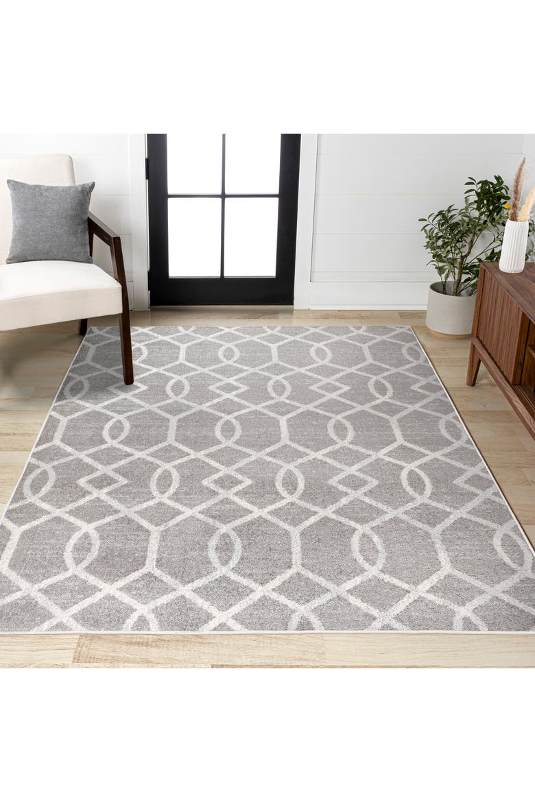 Asilah Ogee Fretwork Area Rug, Alternate, color, Dark Gray/Cream