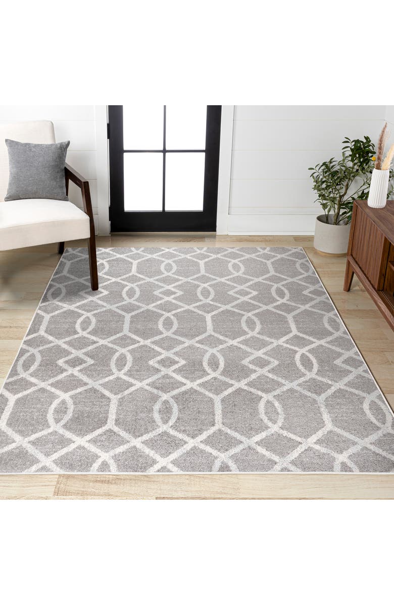 JONATHAN Y Asilah Ogee Fretwork Area Rug, Alternate, color, Dark Gray/Cream