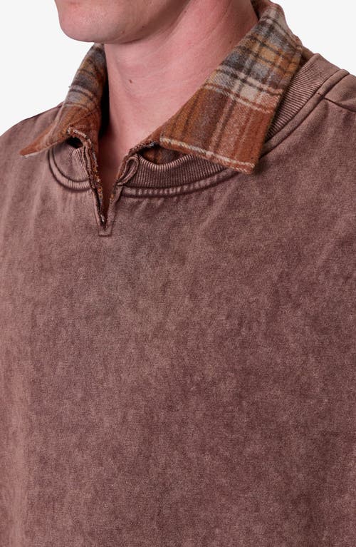 Mnml Plaid Flannel Layered Look Crewneck Sweatshirt In Brown