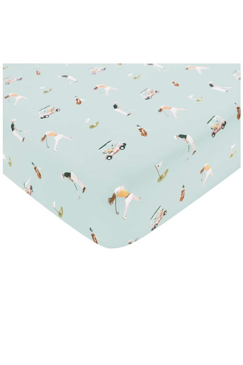 Golf Print Jersey Crib Sheet, Main, color, GOLF