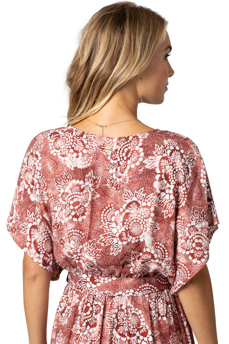 Coastal Tide Floral Faux Wrap Maxi Dress, Alternate, color, RUST