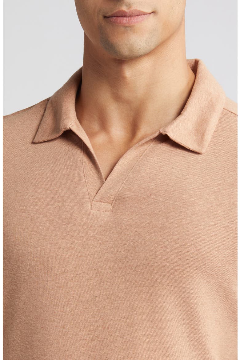 Linen Blend Johnny Collar Polo, Alternate, color, MELON
