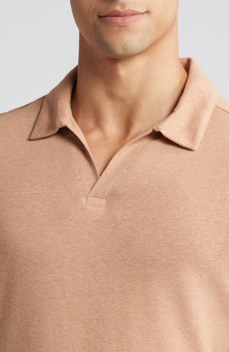 Johnston & Murphy Linen Blend Johnny Collar Polo, Alternate, color, Melon
