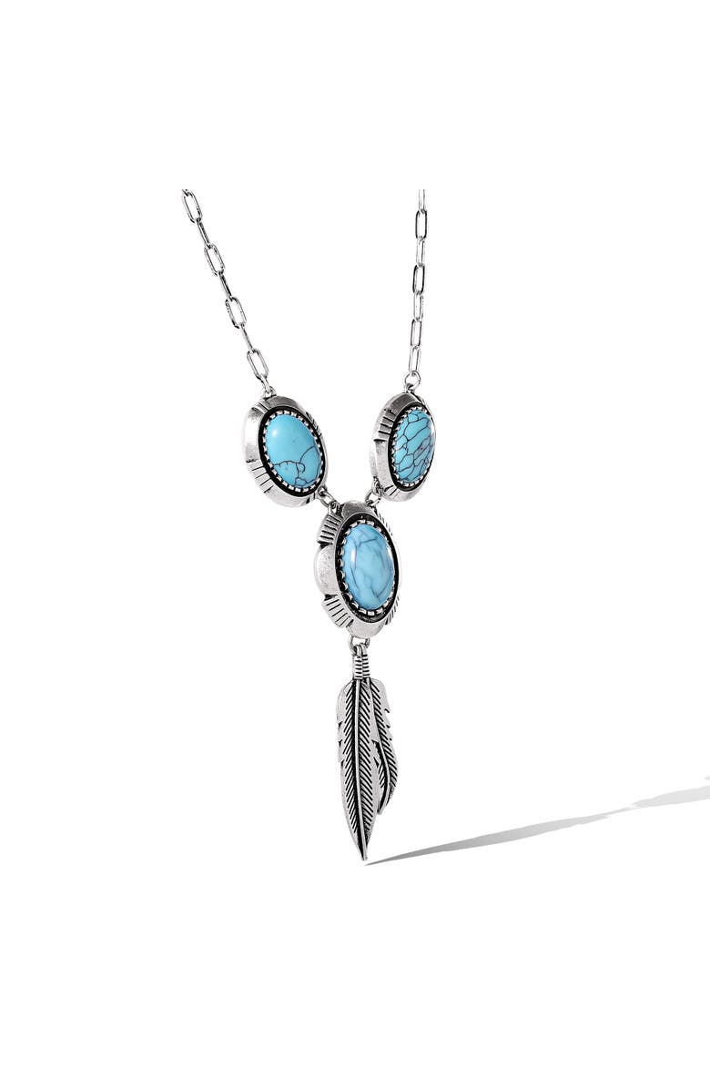 Jessica Simpson Feathers and Turquoise Necklace, Alternate, color, Antique Silver/Turquoise