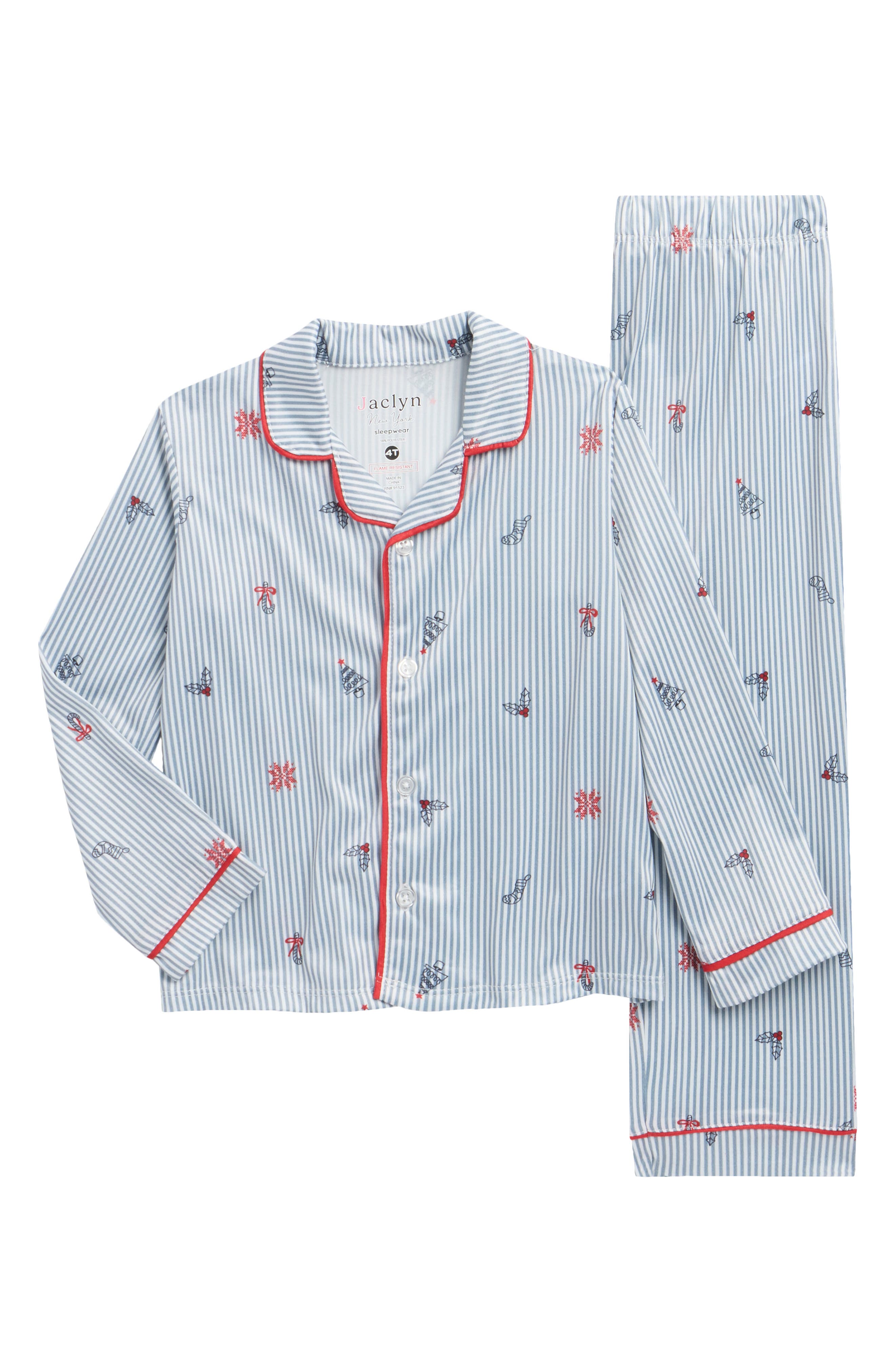 Kids' Holiday Stripe Fitted Two-Piece Pajamas