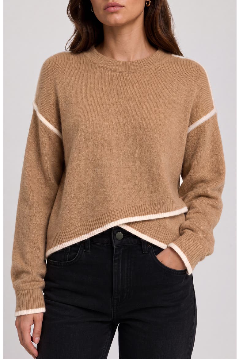 Tipped Tulip Hem Sweater, Main, color, HEATHER CAMEL WITH CREAM